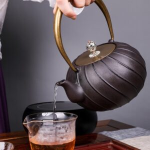 Iron Cast Tea Pot - Gold Handle- 1200ml - Model 02