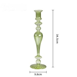 35-Retro Creative Glass Stripe Candle Holder - Green