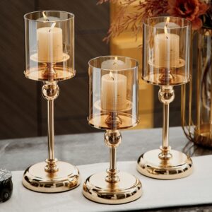 European Luxury Gold Candle Holders - Set of 3 pieces