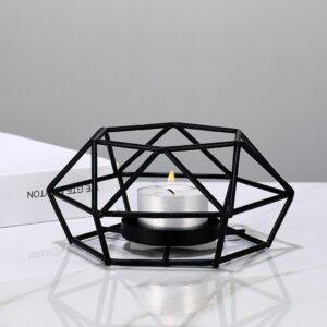 Geometrical Metal Shape Black Candle Holder