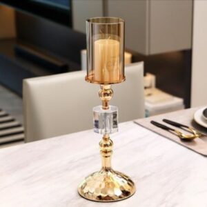 European Gold Candle Holders Metal - 34cm