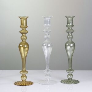 33-Retro Creative Glass Stripe Candle Holder - Transparent