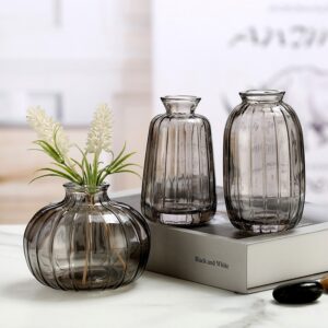 Mini Glass Vase - Set of 3 pcs - Grey