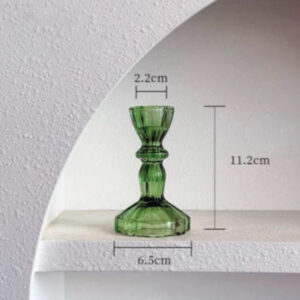 01-European Style Simple Glass Medium Candle Holder- Green