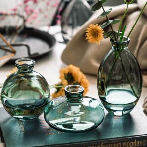01-Mini Glass Vase - Set of 3 pcs - Green