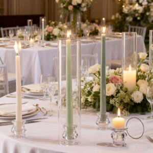 01- Candle Holder Transparent High Temperature Resistant Glass Cylinder Tube - Set of 2pcs