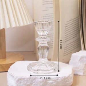 01-European Style Simple Glass Medium Candle Holder- Clear